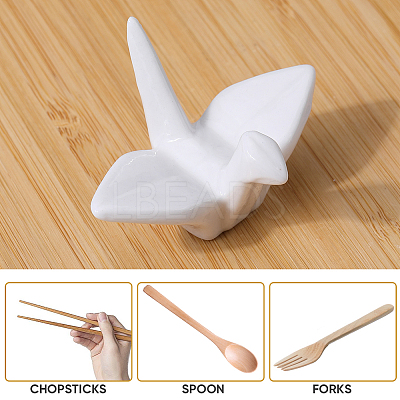 Paper Crane Ceramic Chopstick Stands DJEW-WH0058-12A-1