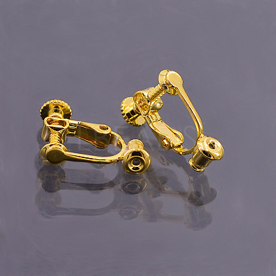Brass Clip-on Earring Findings KK-F785-04G-1