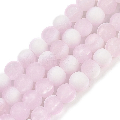 Frosted Crackle Glass Beads Strands GLAA-U001-6mm-M03-1