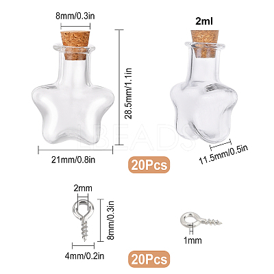 40Pcs 2 Style Glass Bottles AJEW-SC0001-31-1