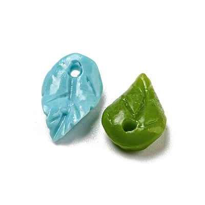 Synthetic Coral Dyed Leaf Charms CORA-Q034-01-1