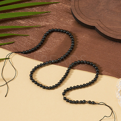 1 Strand Natural Shungite Beads Strands G-TA0003-34A-1