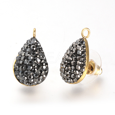 Polymer Clay Rhinestone Stud Earring Findings X-EJEW-S197-01-1