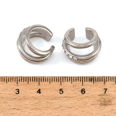 304 Stainless Steel Micro Pave Cubic Zirconia Cuff Earrings for Women SA-CBAABBA-13P-1