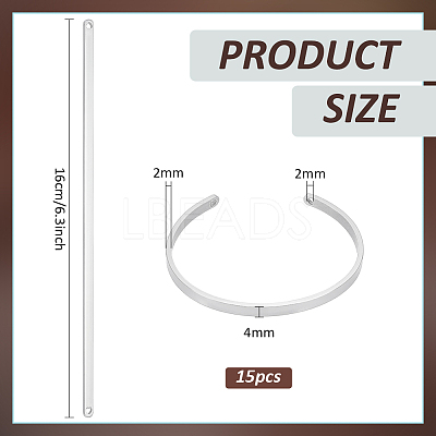 15Pcs Stainless Steel Bangle Makings FIND-BC0014-34A-1