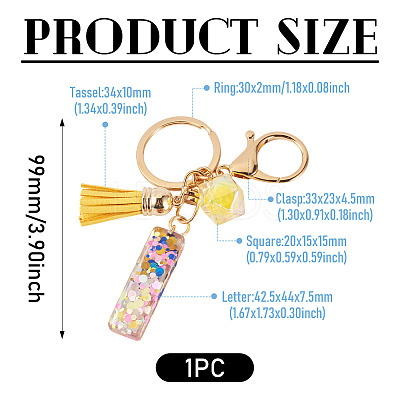 Alloy Resin Polygon Keychains KEYC-TADJ0002-03G-I-1