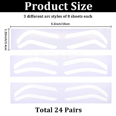 24Pcs 3 Styles Plastic Eyebrow Tattoo Practice Skin AJEW-CP0009-58A-1