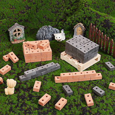 2 Colors Polymer Clay Mini Wall Bricks AJEW-OC0005-03B-1