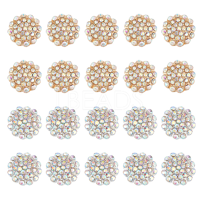 20Pcs 2 Colors Zinc Alloy Rhinestone Jewelry Snap Buttons FIND-WR0010-40-1