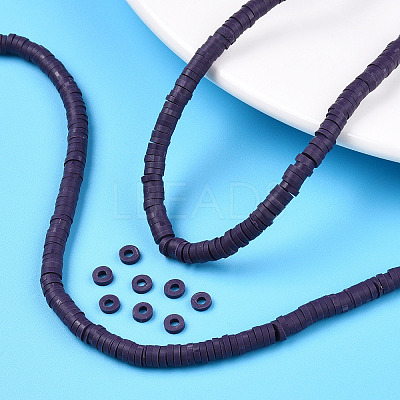 Flat Round Handmade Polymer Clay Bead Spacers X-CLAY-R067-4.0mm-04-1