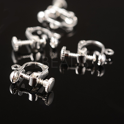 Brass Clip-on Earring Findingsfor non-pierced Ears X-EC143-S-1