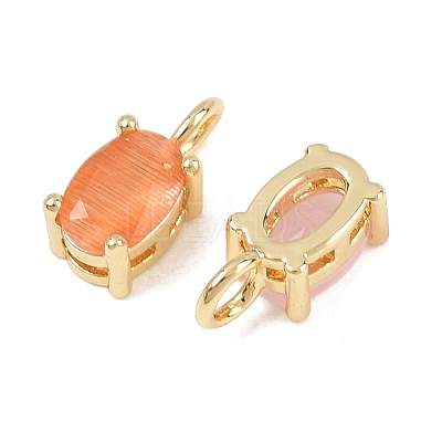 Brass Cat Eye Pendants KK-C251-09B-G-1