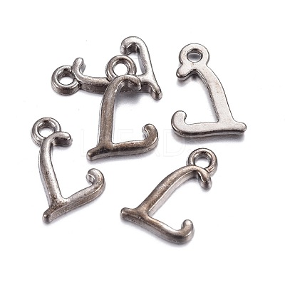 Gunmetal Plated Alloy Letter Pendants PALLOY-J718-01B-L-1