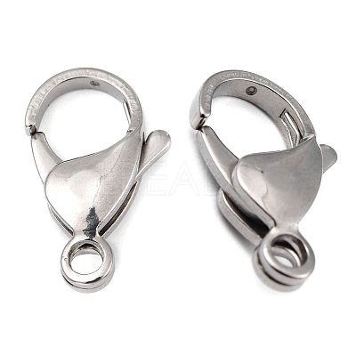 Tarnish Resistant Polished 316 Surgical Stainless Steel Lobster Claw Clasps X-STAS-R072-18A-1