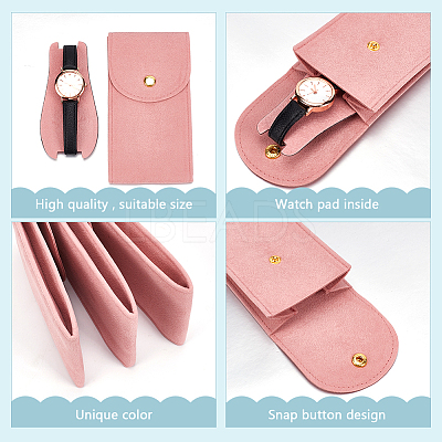 6 Sets Rectangle Velvet Single Watch Storage Bags ABAG-NB0002-09-1