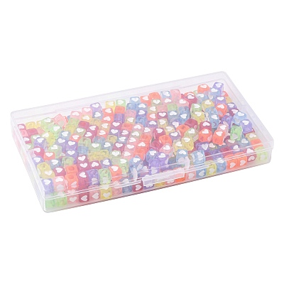 350Pcs 7 Colors Spray Painted Transparent Acrylic Beads OACR-FS0002-52-1