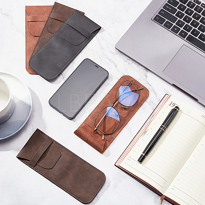 6Pcs 3 Colors PU Imitation Leather Glasses Case AJEW-NB0003-21-1
