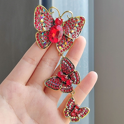 Rhinestone Triple Butterfly Brooch Pins PW-WG311BA-05-1