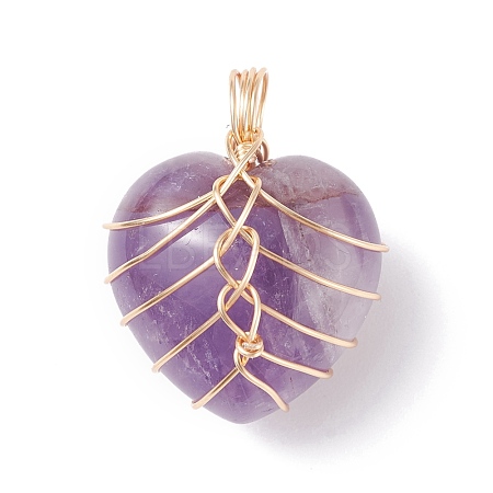 Natural Amethyst Pendants PALLOY-JF01282-01-1