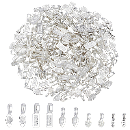 225Pcs 5 Styles Tibetan Style Glue-on Flat Pad Bails TIBEP-GA0001-04B-1
