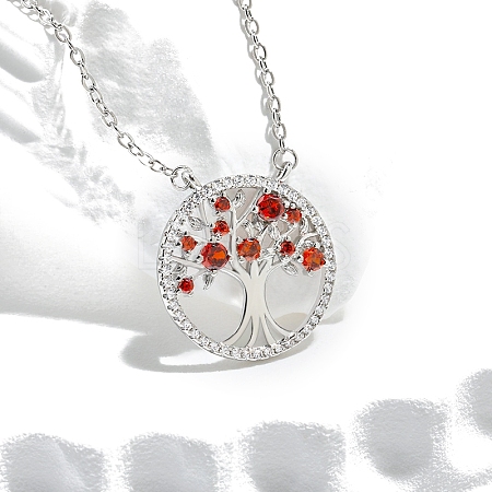 Boho Brass Cubic Zirconia Tree of Life Pendant Cable Chain Necklaces for Women PW-WG4EE67-03-1