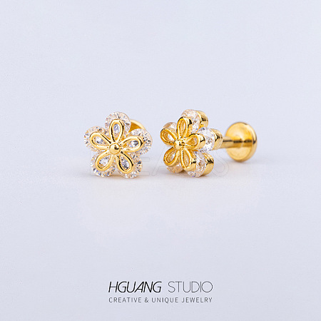 Stainless Steel Micro Pave Clear Cubic Zirconia Cartilage Earrings for Women Men WG126FA-04-1