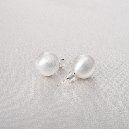 Round Ball Drawbench Brass Ear False Plugs for Women EJEW-G391-24B-S-1