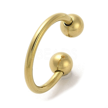 Round Ball 304 Stainless Steel Cuff Ring RJEW-C036-03A-G-1