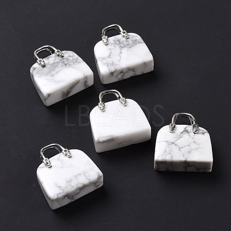 Natural Howlite Brass Pendants KK-E274-01P-025-1