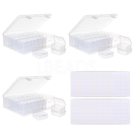 3 Bags Rectangle Plastic Organizer Storage Boxes with 30Pcs Mini Square Nail Art Small Items Cases and 168Pcs Label Printer Paper CON-DR0001-08-1