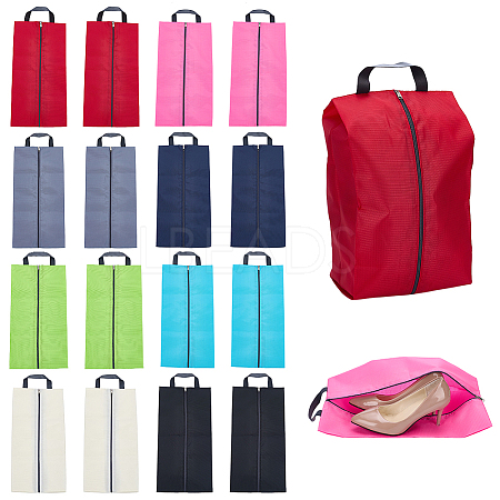 16Pcs 8 Colors Rectangle Oxford Fabric Shoes Storage Zipper Bags ABAG-GO0001-23-1
