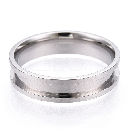 201 Stainless Steel Grooved Finger Ring Settings RJEW-TAC0017-6mm-06A-1