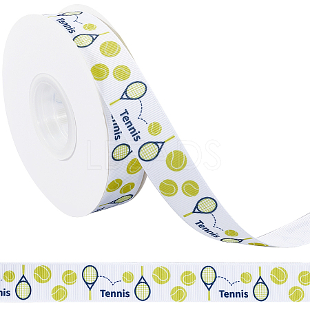 25 Yards Sport Ball Theme Printed Polyester Grosgrain Ribbon OCOR-WH20002-03A-04-1
