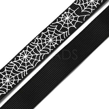 5 Yards Halloween Printed Polyester Grosgrain Ribbon OCOR-WH0047-95B-02-1