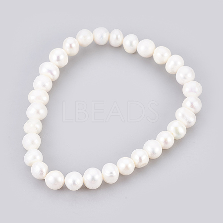 Grade A Pearl Stretch Bracelets X-BJEW-JB03911-1