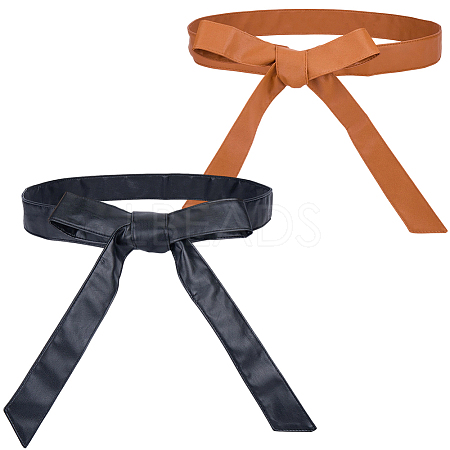 2Pcs 2 Colors PU Leather Wrap Belts for Coat AJEW-CL0005-21B-1