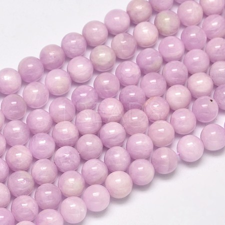 Round Grade A Natural Kunzite Beads Strands G-F289-36-8mm-1