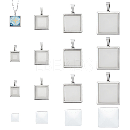 Unicraftale DIY Blank Square Pendant Making Kit DIY-UN0005-47-1