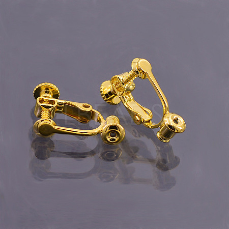 Brass Clip-on Earring Findings KK-F785-04G-1