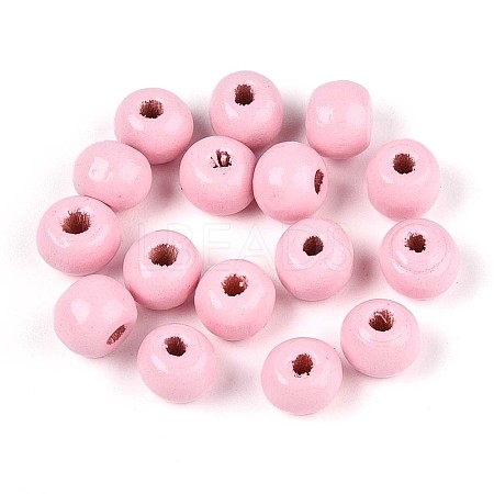 Spray Painted Round Natural Schima Wood Beads WOOD-A018-6mm-05-1