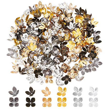 240Pcs 6 Colors Iron Bead Caps IFIN-AR0001-28-1