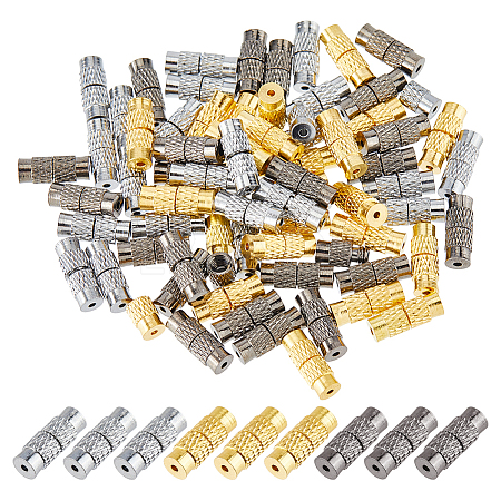 72Pcs 3 Colors Column Brass Screw Clasps KK-HS0015-63-1