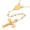 Ion Plating(IP) Crucifix Cross 304 Stainless Steel Rosary Bead Necklaces NJEW-M075-03G-01-2