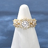 Brass Micro Pave Cubic Zirconia Adjustable Cuff Rings for Women RJEW-C129-04G-2