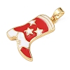 Christmas Brass Enamel Pendants KK-K413-03G-2