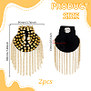 2Pcs Felt & CCB Plastic & Alloy & Iron Curb Chain Tassel Rivet Epaulettes AJEW-GA0010-65G-2