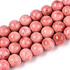 Dyed Synthetic Fossil Beads Strands G-T139-8mm-66D-1
