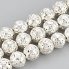 Electroplated Natural Lava Rock Beads Strands G-T061-55E-6mm-1