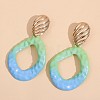 Baking Paint Alloy Rhombus Stud Dangle Earrings for Women WG48396-01-2