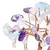 Natural Mixed Gemstone Chips Tree of Life Decorations with Cat Display Decorations DJEW-K025-03C-3